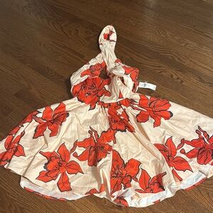 Floral Halter Romper with Red Flowers